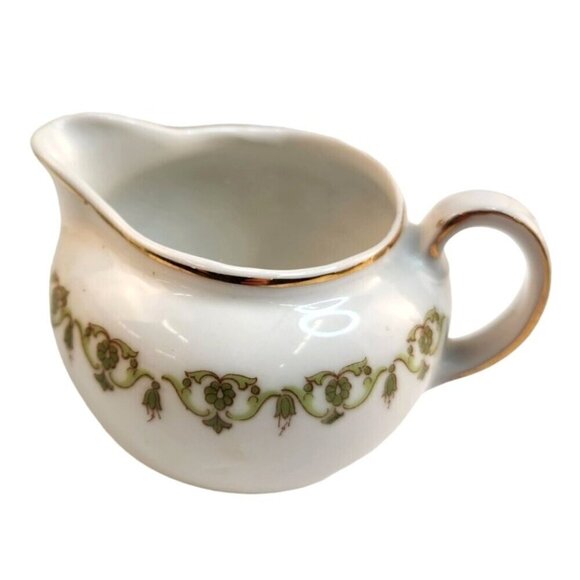 VTG Victoria Austria Green Floral Pattern  Gold edging sugar & creamer set with - Picture 12 of 16